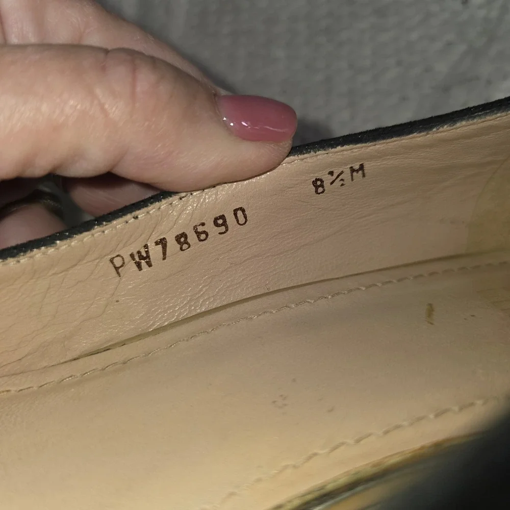 VTG Stuart Weitzman Textured Wedge Pump Black Tortoise Heel Womens 8.5 M - Picture 6 of 7